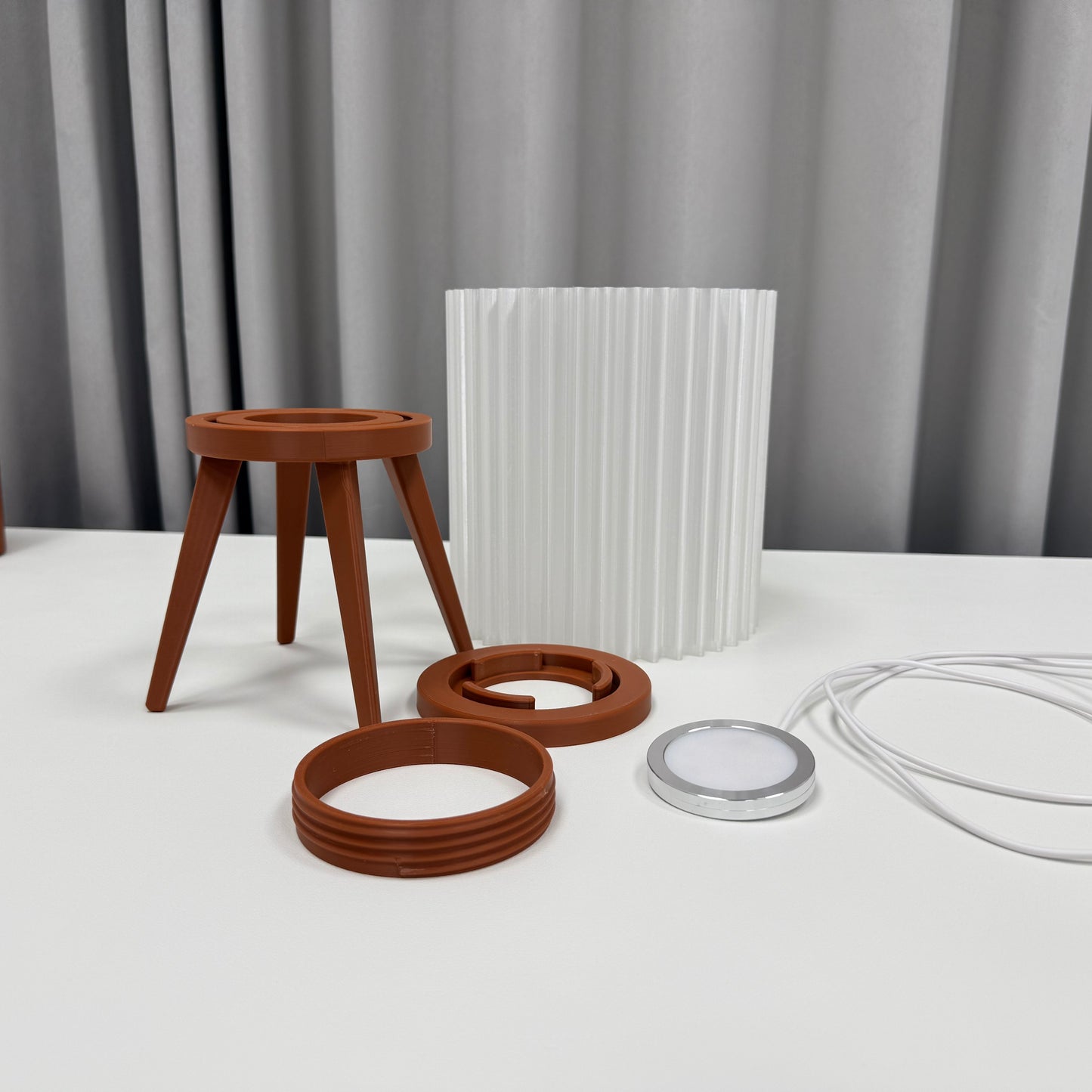 Ribbed Table Lamp with Four Legs – Mid Century Modern LED Lamp