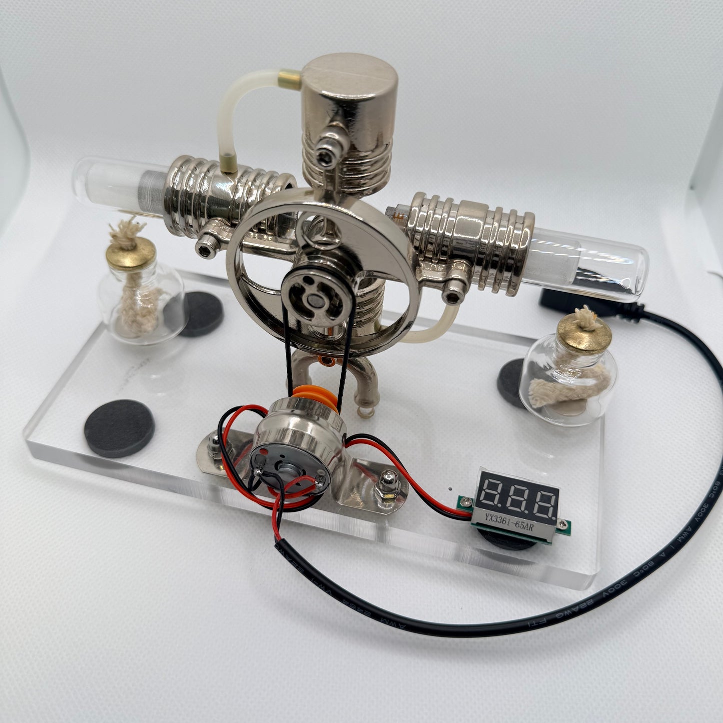Cross Twin Stirling Engine Generator Kit – Working Dual‑Cylinder Metal Model