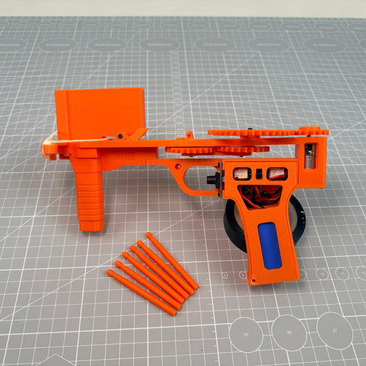 3D Printed Automatic Repeating Crossbow Toy – DIY Gear-Driven Launcher (PLA Material, 21cm)