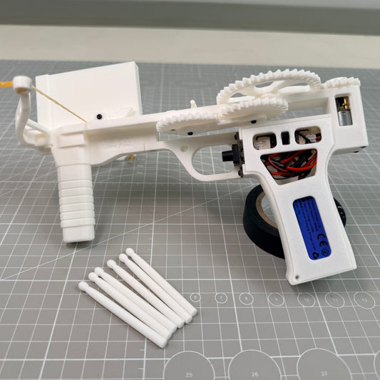 3D Printed Automatic Repeating Crossbow Toy – DIY Gear-Driven Launcher (PLA Material, 21cm)